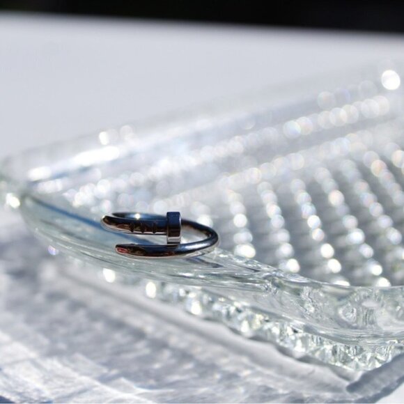 Titanium Steel Silver Plated Nail Ring Minimal Gift - Picture 9 of 9